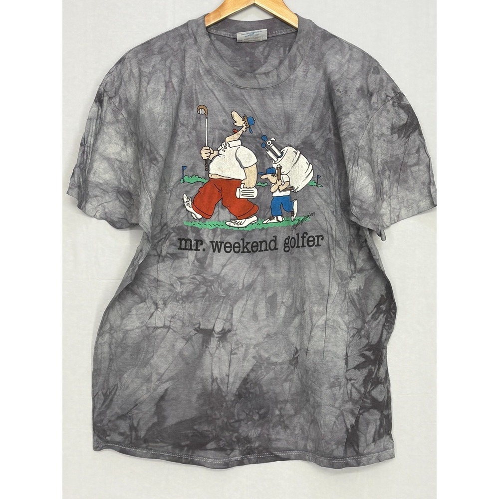 Mr. Weekend Golfer T-Shirt Mens Gray Tie Dye Graphic XL Short Sleeve Stedman